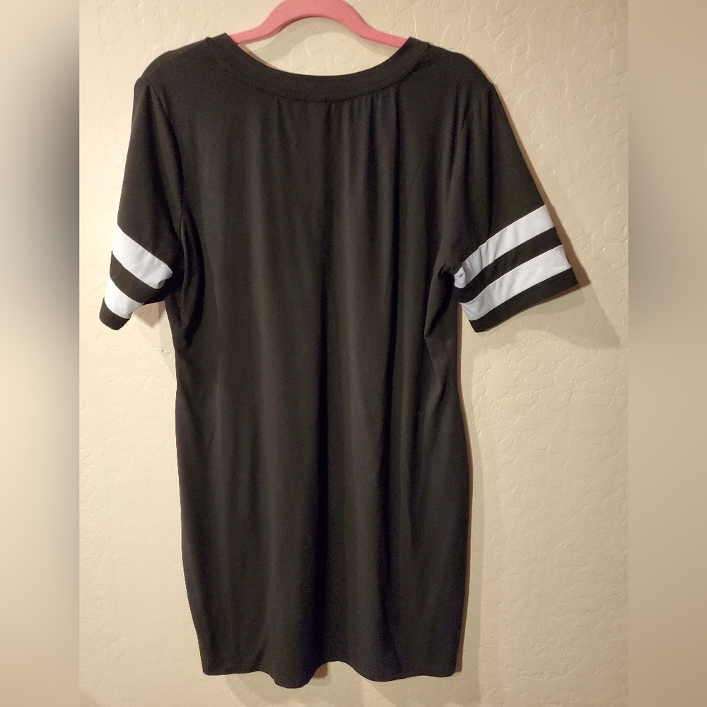 No Boundaries Black Midi Shirt Dress with White Stripes On Arms Size 3X (21) - Picture 2 of 5